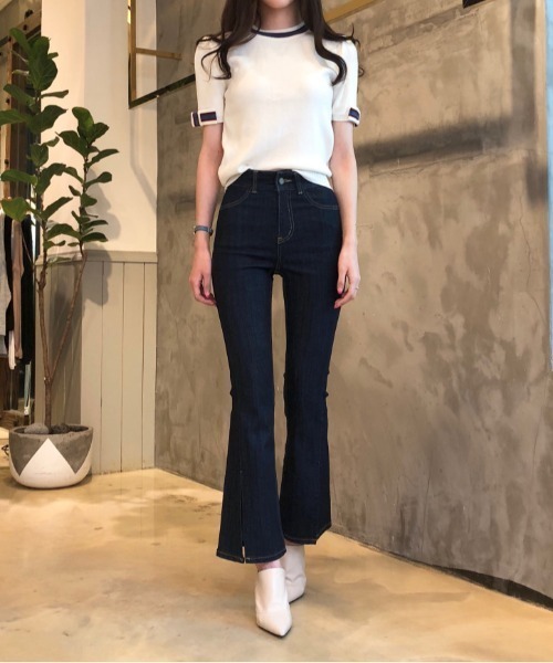 N.s（エヌドットエス）の「配色5分袖ニットトップス（Tシャツ/カットソー・レディース・レッド/ホワイト/ブラック・FREE）」の7枚目の写真