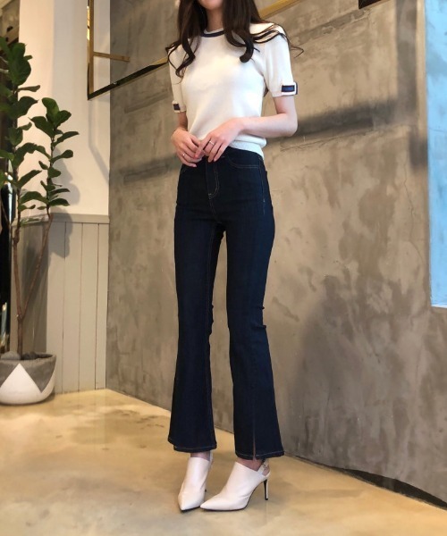 N.s（エヌドットエス）の「配色5分袖ニットトップス（Tシャツ/カットソー・レディース・レッド/ホワイト/ブラック・FREE）」の10枚目の写真