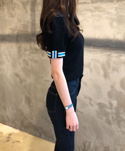 N.s（エヌドットエス）の「配色5分袖ニットトップス（Tシャツ/カットソー・レディース・レッド/ホワイト/ブラック・FREE）」の13枚目の写真