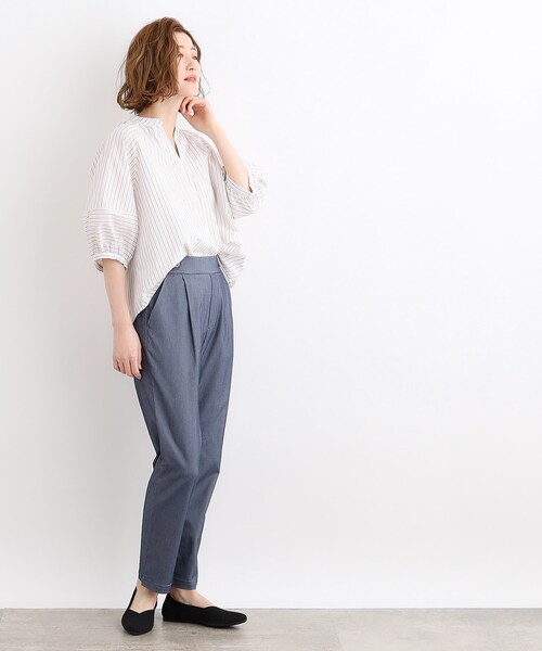 grove（グローブ）の「◆＜接触冷感・多サイズ＞サマーハイパーストレッチテーパードパンツ（その他パンツ・レディース・ネイビー/ベージュ/ブラック系1/カーキ/ブラック/ライトグレー系7・03/02/00/01/04/05）」の9枚目の写真