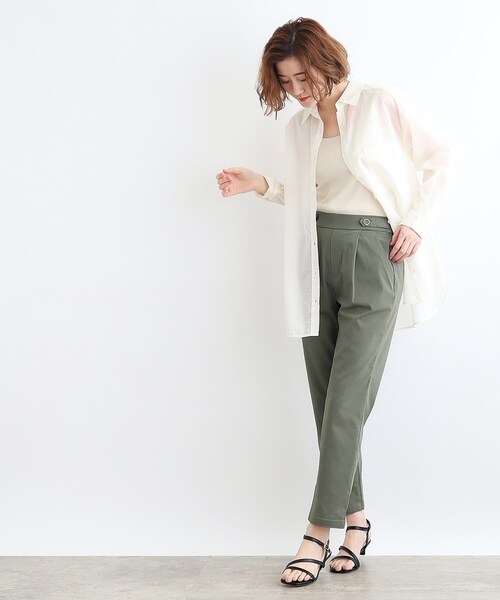 grove（グローブ）の「◆＜接触冷感・多サイズ＞サマーハイパーストレッチテーパードパンツ（その他パンツ・レディース・ネイビー/ベージュ/ブラック系1/カーキ/ブラック/ライトグレー系7・03/02/00/01/04/05）」の22枚目の写真