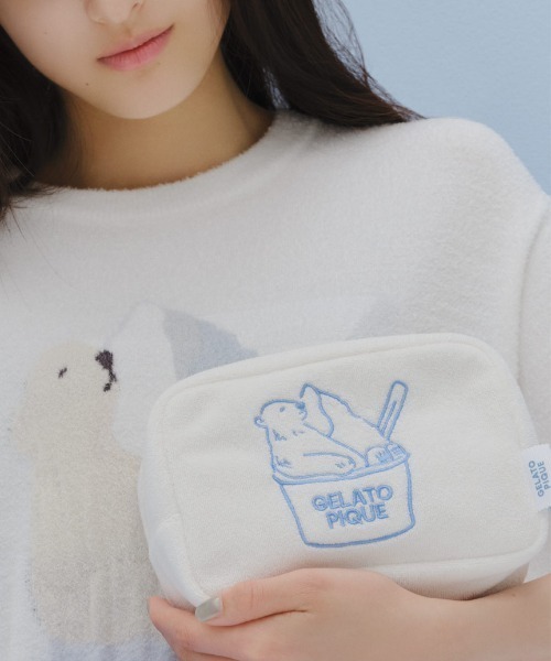 gelato pique（ジェラートピケ）の「ワンポイント刺繍パイルポーチ