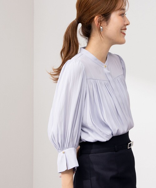 NOLLEY’S（ノーリーズ）の「5分袖ギャザーブラウス（シャツ/ブラウス・レディース・ホワイト系その他2/サックスブルー/ベビーピンク/オフホワイト/ネイビー・38）」の18枚目の写真