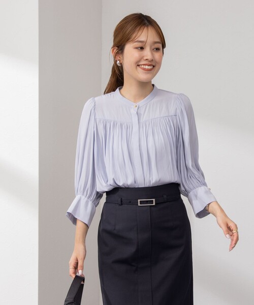 NOLLEY’S（ノーリーズ）の「5分袖ギャザーブラウス（シャツ/ブラウス・レディース・ホワイト系その他2/サックスブルー/ベビーピンク/オフホワイト/ネイビー・38）」の16枚目の写真