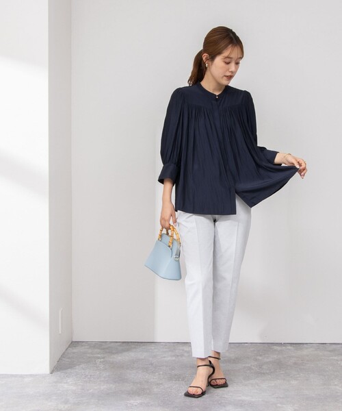 NOLLEY’S（ノーリーズ）の「5分袖ギャザーブラウス（シャツ/ブラウス・レディース・ホワイト系その他2/サックスブルー/ベビーピンク/オフホワイト/ネイビー・38）」の14枚目の写真