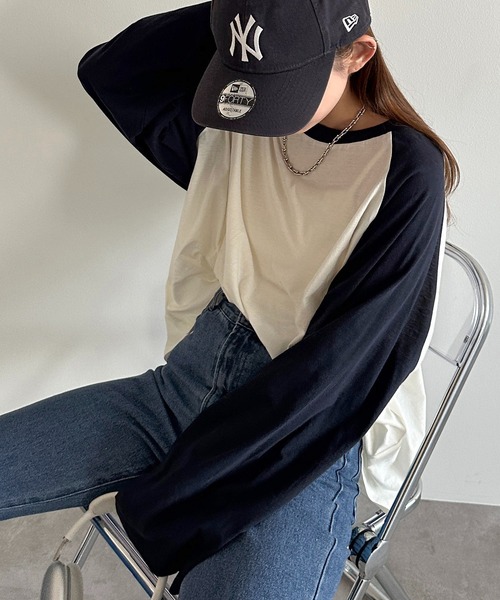 apres jour mignon(アプレジュールミニョン)の「シアーラグランロンT【ZOZOTOWN限定アイテム】(Tシャツ/カットソー・レディース・ネイビー/チャコールグレー/ブラック・X-LARGE/フリー)」の3枚目の写真