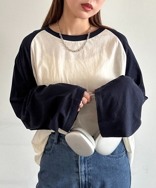 apres jour mignon(アプレジュールミニョン)の「シアーラグランロンT【ZOZOTOWN限定アイテム】(Tシャツ/カットソー・レディース・ネイビー/チャコールグレー/ブラック・X-LARGE/フリー)」の9枚目の写真