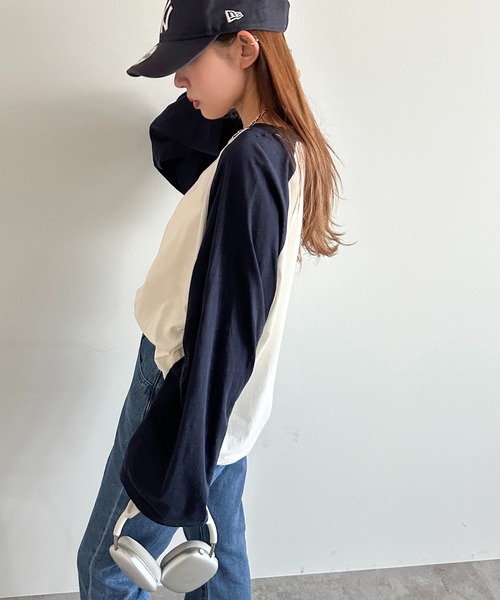 apres jour mignon(アプレジュールミニョン)の「シアーラグランロンT【ZOZOTOWN限定アイテム】(Tシャツ/カットソー・レディース・ネイビー/チャコールグレー/ブラック・X-LARGE/フリー)」の8枚目の写真