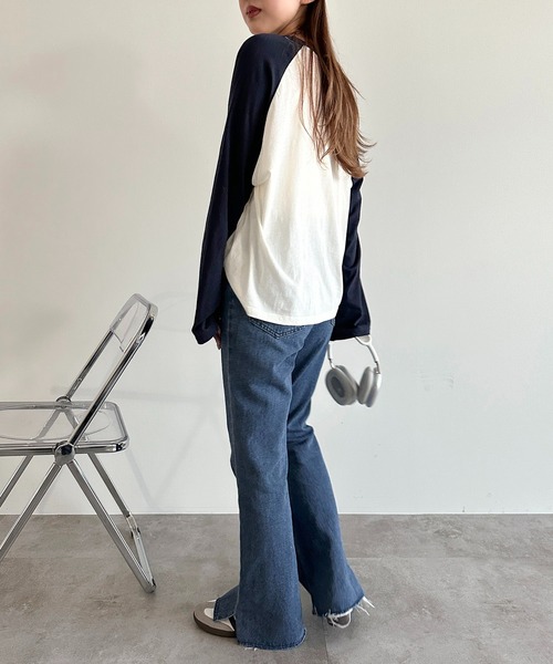 apres jour mignon(アプレジュールミニョン)の「シアーラグランロンT【ZOZOTOWN限定アイテム】(Tシャツ/カットソー・レディース・ネイビー/チャコールグレー/ブラック・X-LARGE/フリー)」の4枚目の写真