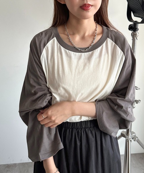apres jour mignon(アプレジュールミニョン)の「シアーラグランロンT【ZOZOTOWN限定アイテム】(Tシャツ/カットソー・レディース・ネイビー/チャコールグレー/ブラック・X-LARGE/フリー)」の19枚目の写真