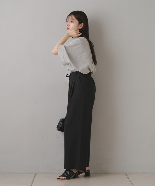 Kastane（カスタネ）の「【新色追加/4色展開】B コットンボイルストライプシャツ（シャツ/ブラウス・レディース・ブラック/グレー/グリーン/ネイビー・FREE）」の9枚目の写真