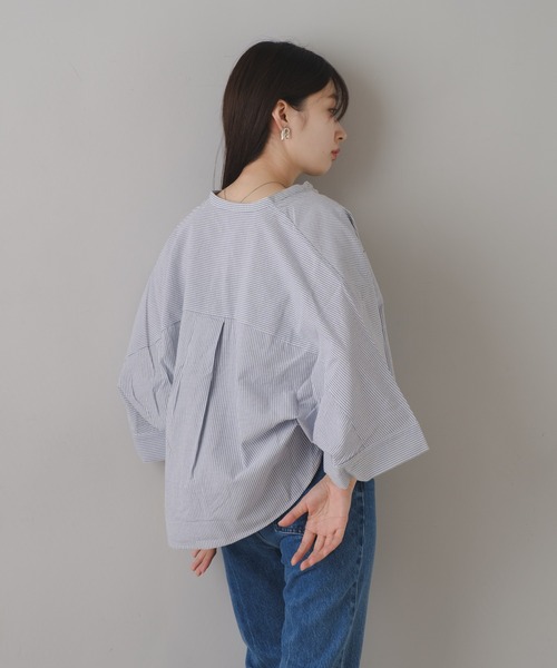 Kastane（カスタネ）の「【新色追加/4色展開】B コットンボイルストライプシャツ（シャツ/ブラウス・レディース・ブラック/グレー/グリーン/ネイビー・FREE）」の15枚目の写真