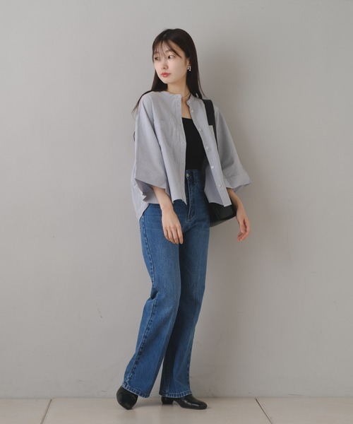 Kastane（カスタネ）の「【新色追加/4色展開】B コットンボイルストライプシャツ（シャツ/ブラウス・レディース・ブラック/グレー/グリーン/ネイビー・FREE）」の17枚目の写真