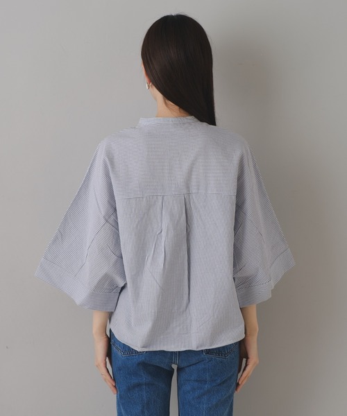 Kastane（カスタネ）の「【新色追加/4色展開】B コットンボイルストライプシャツ（シャツ/ブラウス・レディース・ブラック/グレー/グリーン/ネイビー・FREE）」の20枚目の写真