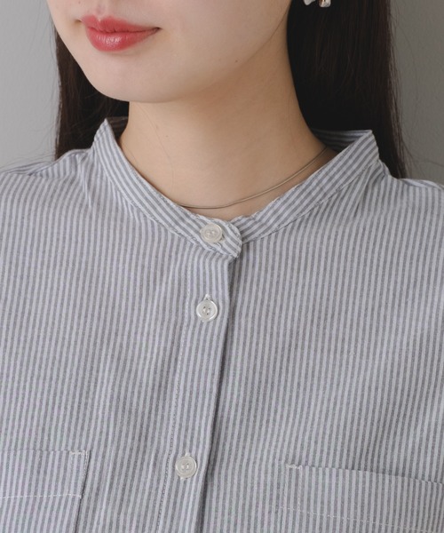 Kastane（カスタネ）の「【新色追加/4色展開】B コットンボイルストライプシャツ（シャツ/ブラウス・レディース・ブラック/グレー/グリーン/ネイビー・FREE）」の21枚目の写真