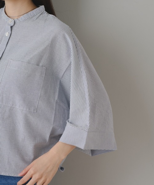 Kastane（カスタネ）の「【新色追加/4色展開】B コットンボイルストライプシャツ（シャツ/ブラウス・レディース・ブラック/グレー/グリーン/ネイビー・FREE）」の22枚目の写真