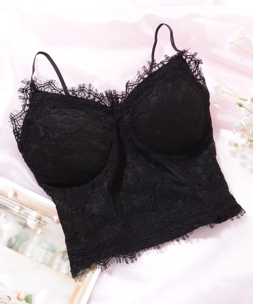 Lace Ladies(レースレディース)の「フラワー レース コンパクト カップ付き キャミソール(キャミソール・レディース・ブラック/ホワイト・FREE)」の7枚目の写真