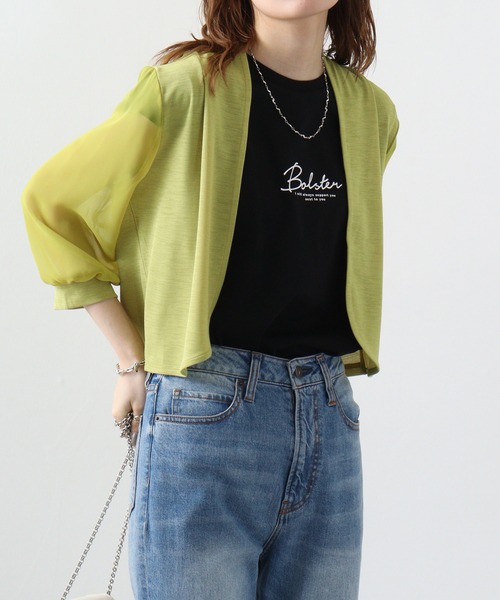 Anna Nicola(アンナニコラ)の「Anna Nicola 袖シフォンボレロ(カーディガン/ボレロ・レディース・ダークグレー/ローズ/モカ/ダークブルー/ブラック/グレイッシュベージュ/マスタード/ライトグレー・38)」の7枚目の写真