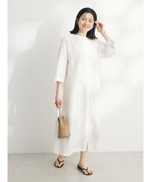 CRAFT STANDARD BOUTIQUE（クラフトスタンダードブティック）の「インド綿混レース使いワンピース（ワンピース・レディース・オフホワイト/ダークネイビー・FREE）」の16枚目の写真