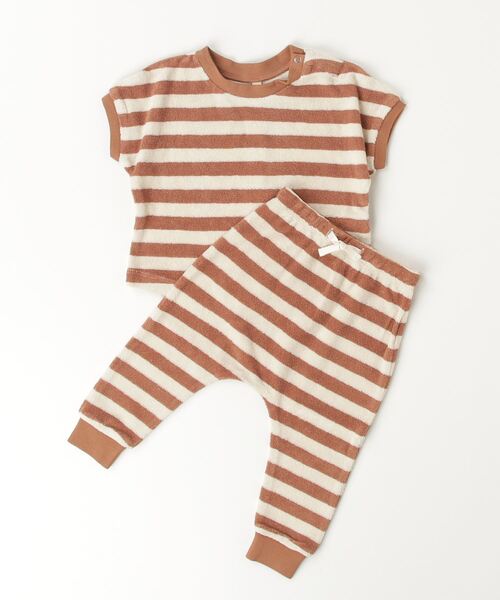 【セール】■Quincy Mae■TERRY TEE + PANT SET | AMBER-STRIPE（その他ベビー用品）｜Quincy Mae（クインシーメイ）
