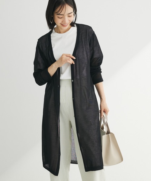Green　Parks（グリーンパークス）の「推しニット　ロング丈カーディガン（カーディガン/ボレロ・レディース・ブラック/ベージュ/杢グレー・FREE）」の2枚目の写真