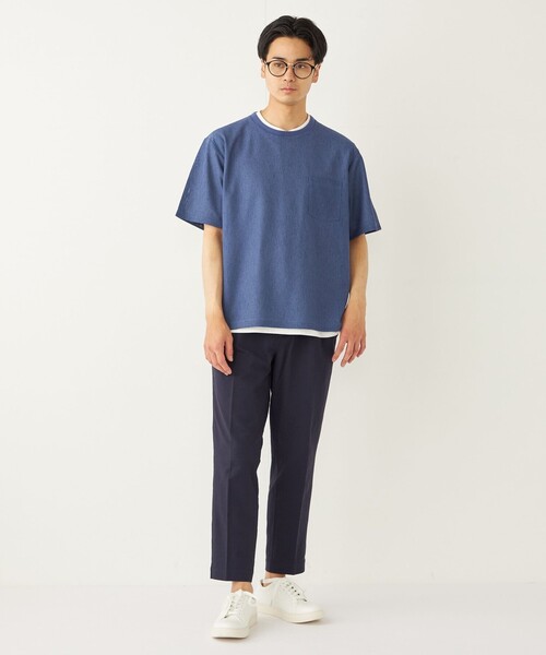 SHIPS Colors(シップス カラーズ)の「SHIPS Colors:〈洗濯機可能〉カットサッカー アンクルカット パンツ◇(その他パンツ・メンズ・ネイビー/ブルー/グレー・MEDIUM/LARGE/X-LARGE)」の5枚目の写真