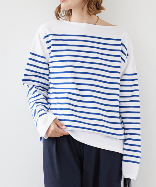 カットソー(長袖/七分) Deuxieme Classe *Coco Stripe T No4 セール】*Coco Stripe T No4（Tシャツ/カットソー）｜Deuxieme Classe