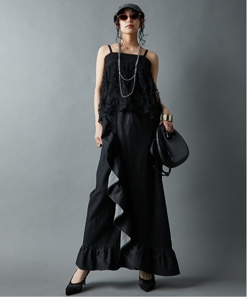 1人で着られる綿100％2WAYデニム浴衣(花柄半襟付き) ＜大きい