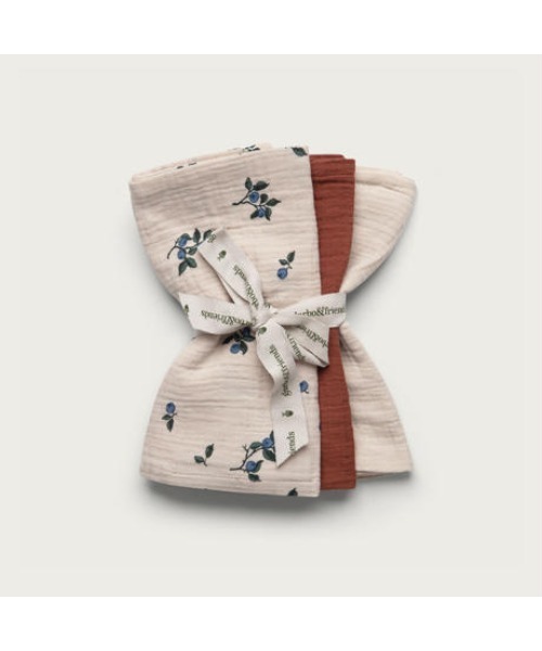 garbo & friends】Blueberry Burp Cloths 3pcs（おくるみ）｜IN