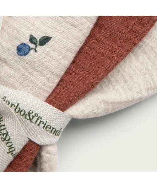 【新品】スリーパー　リバティ　garbo&friends インポート  コットン garbo & friends】Blueberry Burp Cloths 3pcs（おくるみ）｜IN