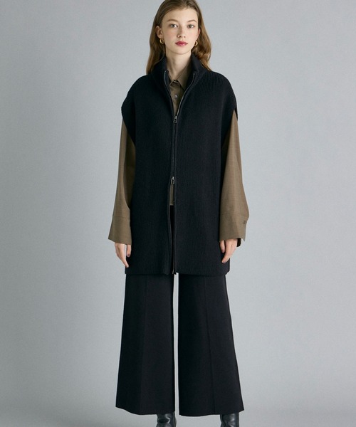 INED CLARO（イネドクラロ）の「【2点セット】ジップアップジレニットアップ（アンサンブル・レディース・チャコールグレー/ブラック・フリー）」の2枚目の写真