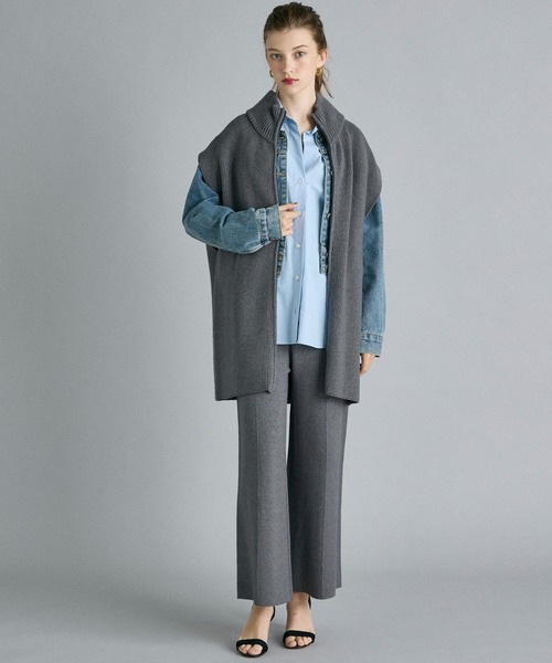 INED CLARO（イネドクラロ）の「【2点セット】ジップアップジレニットアップ（アンサンブル・レディース・チャコールグレー/ブラック・フリー）」の5枚目の写真