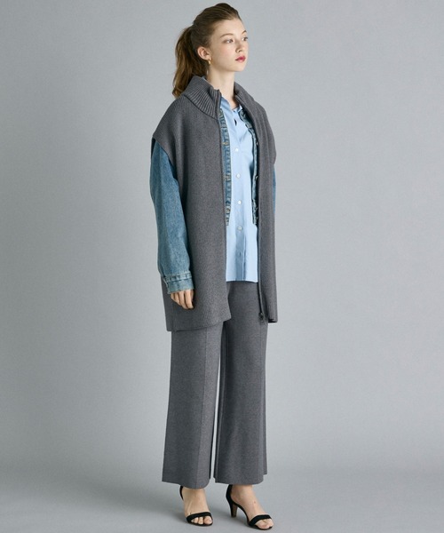 INED CLARO（イネドクラロ）の「【2点セット】ジップアップジレニットアップ（アンサンブル・レディース・チャコールグレー/ブラック・フリー）」の6枚目の写真