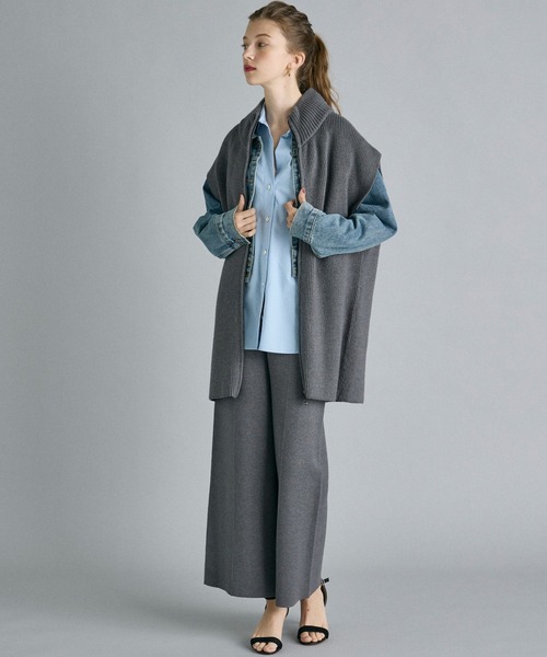 INED CLARO（イネドクラロ）の「【2点セット】ジップアップジレニットアップ（アンサンブル・レディース・チャコールグレー/ブラック・フリー）」の7枚目の写真