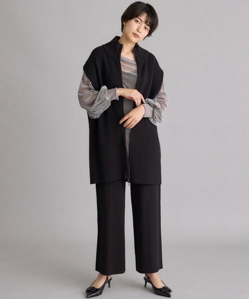 INED CLARO（イネドクラロ）の「【2点セット】ジップアップジレニットアップ（アンサンブル・レディース・チャコールグレー/ブラック・フリー）」の13枚目の写真