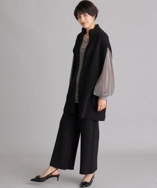 INED CLARO（イネドクラロ）の「【2点セット】ジップアップジレニットアップ（アンサンブル・レディース・チャコールグレー/ブラック・フリー）」の14枚目の写真