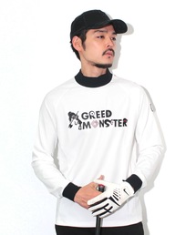 GREED MONSTER（グリードモンスター）の「【GREED MONSTER:グリードモンスター】[MENS] Multi pattern mock neck long sleeve/ストレッチ素材フロントブランドロゴプリント長袖モックネックカットソー（ゴルフグッズ）」