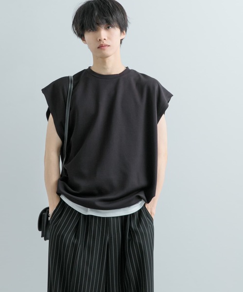 SENSE OF PLACE by URBAN RESEARCH(センスオブプレイスバイアーバンリサーチ)の「エクストラルーズドローコードノースリーブTシャツ(Tシャツ/カットソー・メンズ・グリーン/ブラック・MEDIUM/LARGE)」の7枚目の写真