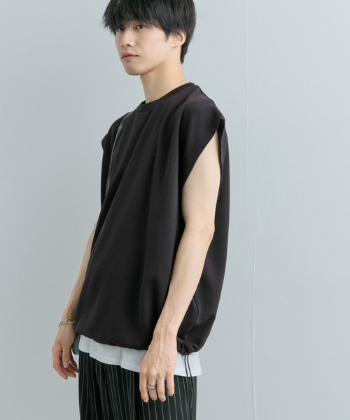 SENSE OF PLACE by URBAN RESEARCH(センスオブプレイスバイアーバンリサーチ)の「エクストラルーズドローコードノースリーブTシャツ(Tシャツ/カットソー・メンズ・グリーン/ブラック・MEDIUM/LARGE)」の11枚目の写真