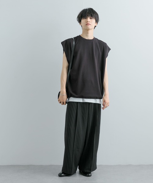 SENSE OF PLACE by URBAN RESEARCH(センスオブプレイスバイアーバンリサーチ)の「エクストラルーズドローコードノースリーブTシャツ(Tシャツ/カットソー・メンズ・グリーン/ブラック・MEDIUM/LARGE)」の13枚目の写真