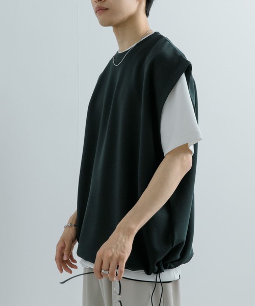 SENSE OF PLACE by URBAN RESEARCH(センスオブプレイスバイアーバンリサーチ)の「エクストラルーズドローコードノースリーブTシャツ(Tシャツ/カットソー・メンズ・グリーン/ブラック・MEDIUM/LARGE)」の16枚目の写真