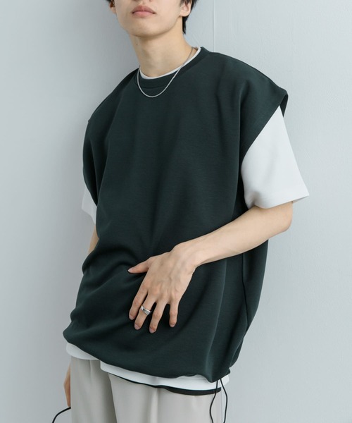 SENSE OF PLACE by URBAN RESEARCH(センスオブプレイスバイアーバンリサーチ)の「エクストラルーズドローコードノースリーブTシャツ(Tシャツ/カットソー・メンズ・グリーン/ブラック・MEDIUM/LARGE)」の17枚目の写真