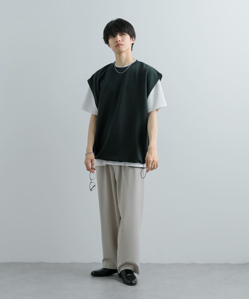 SENSE OF PLACE by URBAN RESEARCH(センスオブプレイスバイアーバンリサーチ)の「エクストラルーズドローコードノースリーブTシャツ(Tシャツ/カットソー・メンズ・グリーン/ブラック・MEDIUM/LARGE)」の22枚目の写真