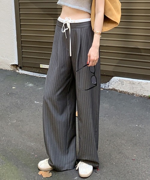 HALEY PESCA（ヘーリーペスカ）の「HALEY PESCA/ダブルウエスト　イージースラックス（スラックス・レディース・ネイビー/グレー・FREE/SMALL/MEDIUM）」の2枚目の写真