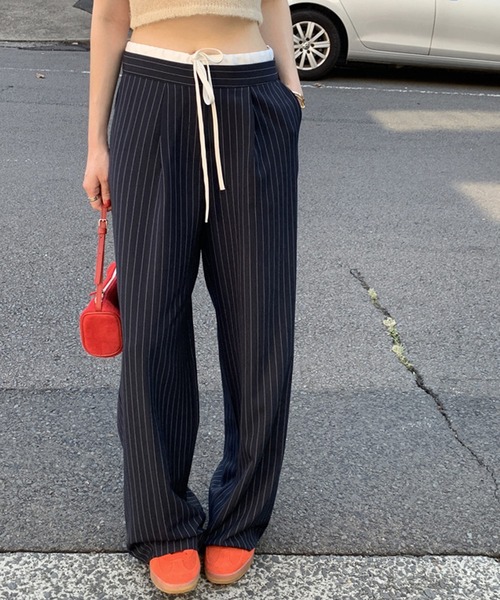 HALEY PESCA（ヘーリーペスカ）の「HALEY PESCA/ダブルウエスト　イージースラックス（スラックス・レディース・ネイビー/グレー・FREE/SMALL/MEDIUM）」の4枚目の写真