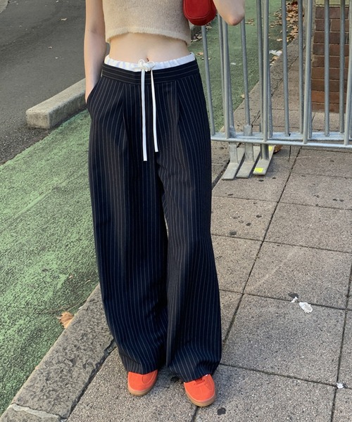 HALEY PESCA（ヘーリーペスカ）の「HALEY PESCA/ダブルウエスト　イージースラックス（スラックス・レディース・ネイビー/グレー・FREE/SMALL/MEDIUM）」の7枚目の写真