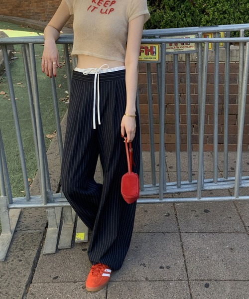 HALEY PESCA（ヘーリーペスカ）の「HALEY PESCA/ダブルウエスト　イージースラックス（スラックス・レディース・ネイビー/グレー・FREE/SMALL/MEDIUM）」の8枚目の写真