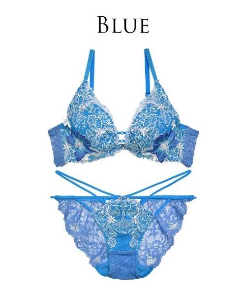 ネイビーE80フルバックL♡ジュエリーレース♥️ブラジャー&ショーツセット✨ ニッセン ブラショーツセット (A80/L-E85/LL) 大きいサイズ