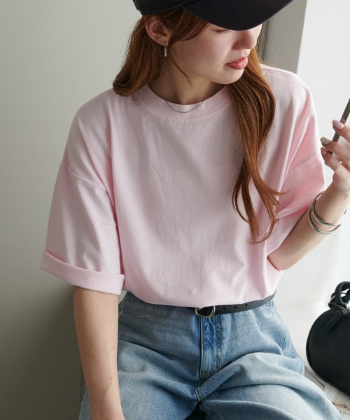 DISCOAT(ディスコート)の「【17色展開】ビック半袖Tシャツ≪WEB限定≫(Tシャツ/カットソー・レディース・ホワイト/チャコールグレー/ライトブルー/ブラック/ホワイト×ブラック/ホワイト×レッド/ベージュ系その他2/ピンク系その他/グレイッシュベージュ/ライトピンク/ホワイト×ネイビー/ブラック×ホワイト/グレー×ホワイト/ベージュ系その他/ダークグレー/ピンク系その他2/サンドベージュ・MEDIUM)」の17枚目の写真