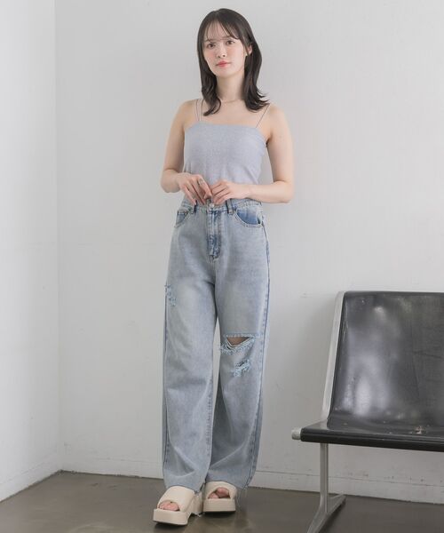 RETRO GIRL（レトロガール）の「アソートカップ付キャミ（キャミソール・レディース・オフホワイト/ナチュラル/ブルー/ブラック/ブラウン・FREE）」の11枚目の写真